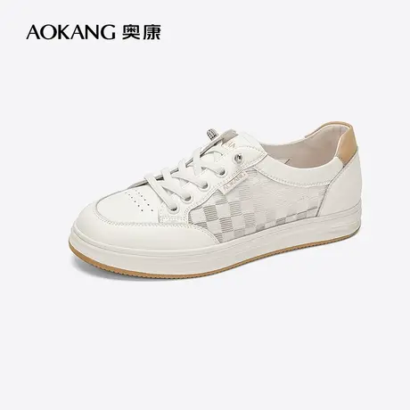 【门店发货】奥康女鞋 春季新款透气时尚休闲舒适平底板鞋透气潮图片