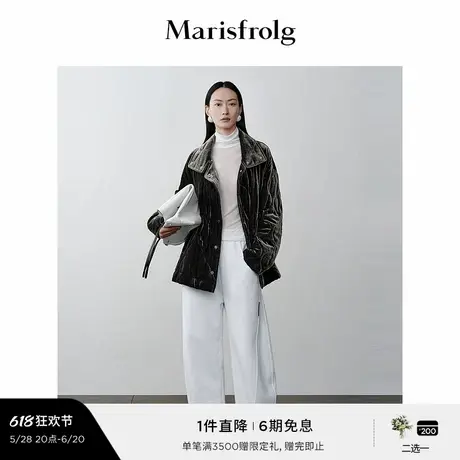 【艺术匠坊】玛丝菲尔冬黑色小个子复古百搭棉衣外套女图片