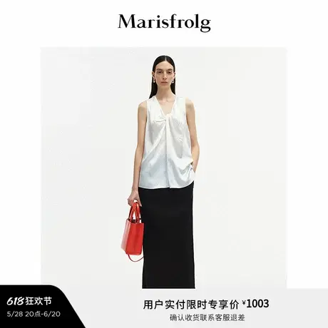 【精简衣橱】Marisfrolg玛丝菲尔夏季白色光泽缎面无袖上衣图片