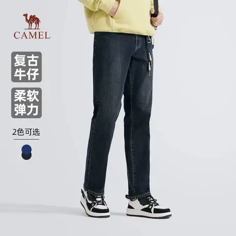 骆驼男装直筒牛仔裤男士2025新款春秋季水洗复古舒适弹力休闲长裤商品大图