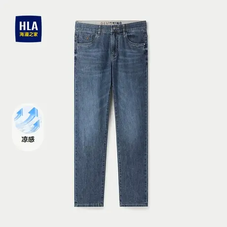 HLA/海澜之家五袋款凉感牛仔裤2025春夏新款时尚休闲裤子男商品大图