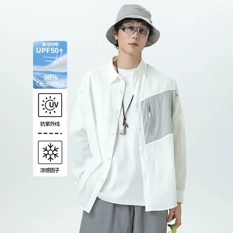 木林森户外防晒衣男款2025冰丝夏季速干衬衫防紫外线运动凉感防晒商品大图