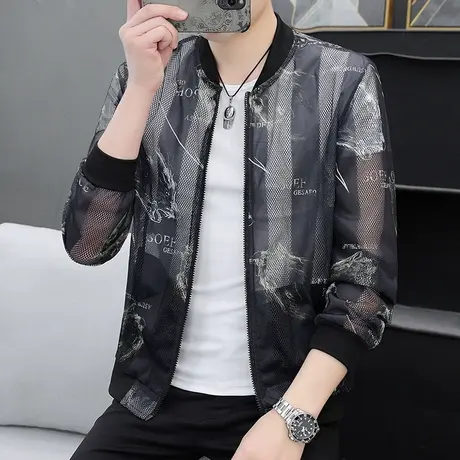 防晒衣男2023新款夏季薄款立领夹克棒球服冰丝钓鱼防晒服薄外套潮商品大图