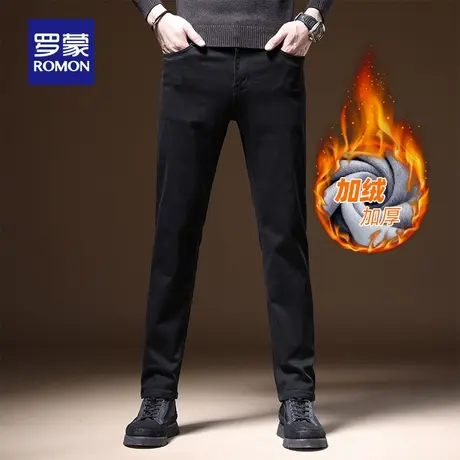 【加绒加厚】罗蒙男士牛仔裤2025冬季保暖时尚休闲中青年直筒长裤图片