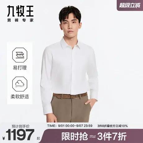 九牧王男装2025秋冬易打理长袖衬衫柔软舒适翻领挺阔有型正装上衣商品大图