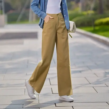 娅丽达工装牛仔裤阔腿裤女春季女裤工装裤2025新款裤子户外直筒裤图片