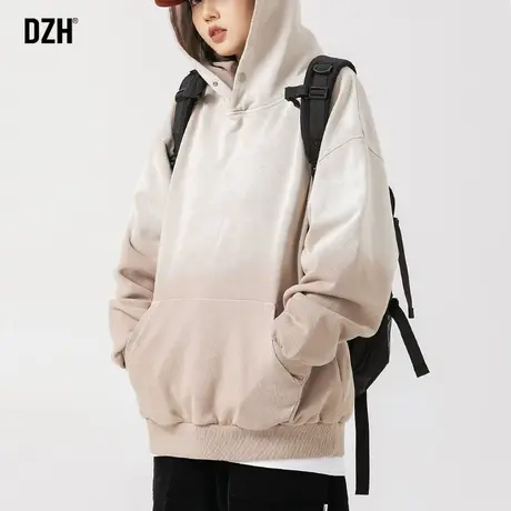 男士渐变色oversize卫衣美式连帽运动外套潮牌男春秋休闲上衣帽衫商品大图