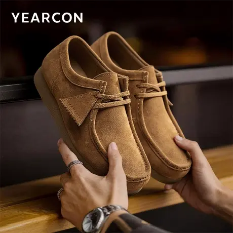 意尔康男鞋2026春季新款袋鼠鞋男士休闲工装鞋全包勃肯鞋英伦单鞋商品大图