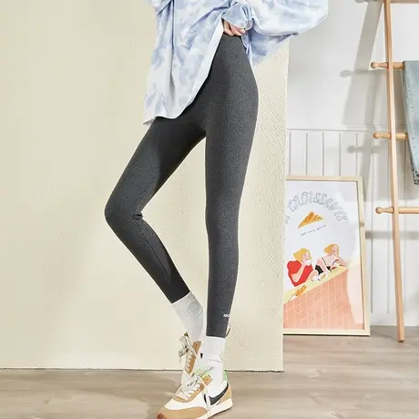 唐狮竖纹灰色针织打底裤女秋冬季外穿黑色裤子紧身弹力大码秋裤图片