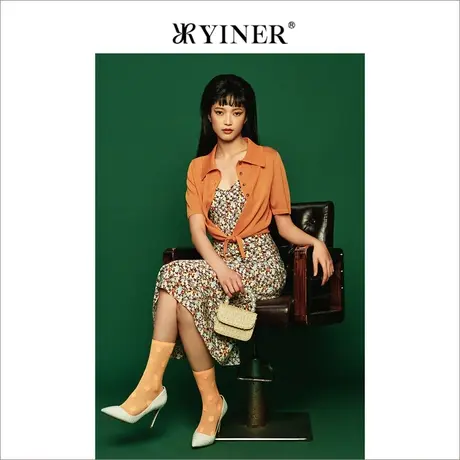 YINER音儿专柜女装2022夏季新款亚麻衬衫薄款桑蚕丝针织开衫商品大图