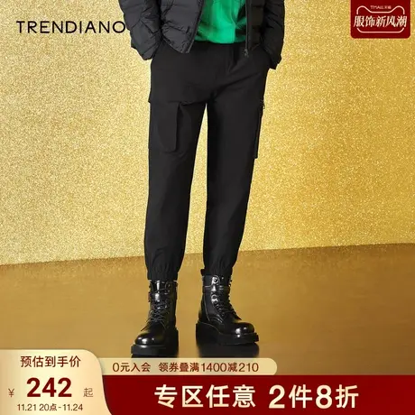 TRENDIANO官方潮牌男装裤子时尚多口袋系带束脚运动休闲长裤卫裤商品大图