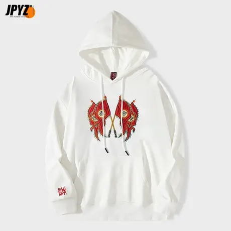 连帽卫衣男国潮刺绣旗开得胜2022新款秋冬帽衫套头上衣宽松外套商品大图