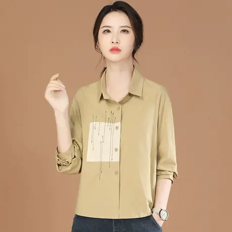 韩潮袭人拼接刺绣休闲长袖衬衣2023秋季新款女士衬衫设计感小众商品大图