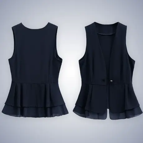 2022新款雪纺马甲女春夏款短无袖马夹背心坎肩外套韩版修身显瘦图片