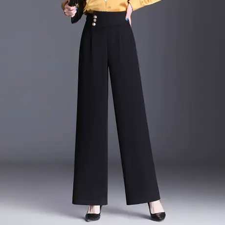 阔腿裤女西装裤2023春季新款高腰松紧腰休闲裤黑色显瘦百搭长裤子商品大图