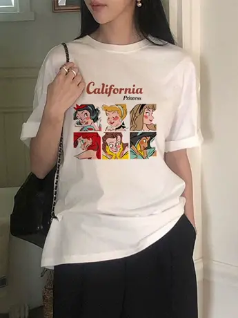 欧货白色女士纯棉短袖t恤夏季2023新款美式复古时尚气质洋气上衣图片