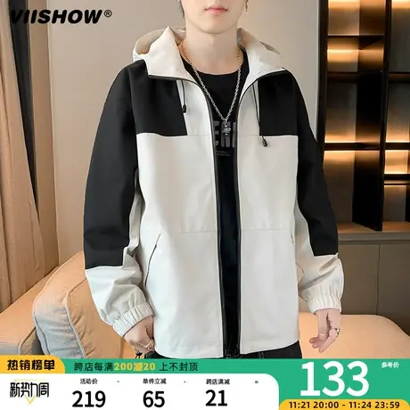 VIISHOW高级感冲锋夹克男春秋2023新款潮牌时尚登山防水连帽夹克商品大图