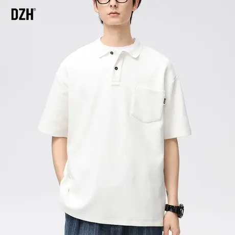 男士白色t恤男短袖polo衫翻领夏季薄韩系校园风潮牌300g重磅上衣商品大图