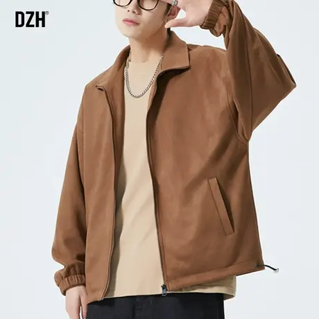 青少年美式麂皮绒外套男潮高级感秋季休闲教练夹克2024新款棒球服商品大图