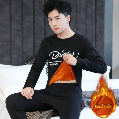 保暖内衣套装男士秋冬季新款圆领加绒加厚秋衣秋裤青少年学生大童图片