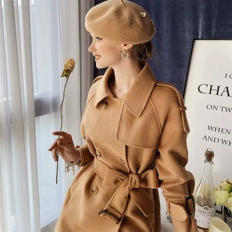 【直播】粉红大布娃娃时尚气质双面尼短大衣图片