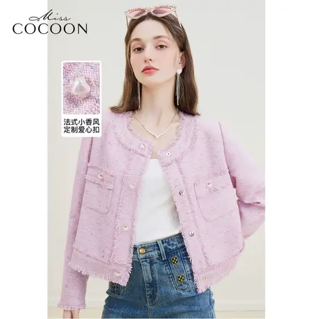 【秋上新】missCOCOON法式小香风短外套女2023秋新款长袖针织上衣商品大图