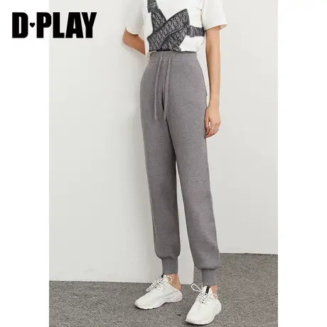 DPLAY德帕拉秋冬通勤灰色腰节脚口罗纹毛衫裤针织运动裤商品大图