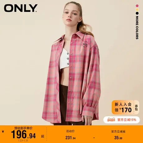 ONLY奥莱夏季新款百搭OVERSIZE格纹宽松落肩衬衫女商品大图