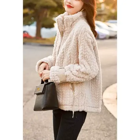 时尚气质保暖皮草外套2022年冬季新款淑女温柔宽松显瘦通勤上衣商品大图