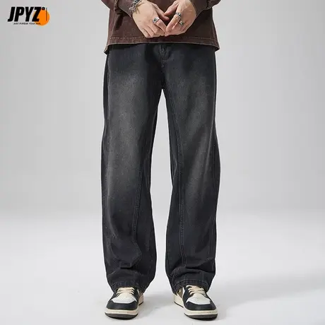 男士牛仔裤春夏秋季美式高街宽松直筒修身新款弹力休闲长裤子潮牌商品大图
