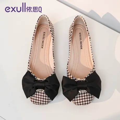 exull/依思Q平底单鞋女鞋2024鞋子新款秋款浅口蝴蝶结鞋方头女鞋商品大图