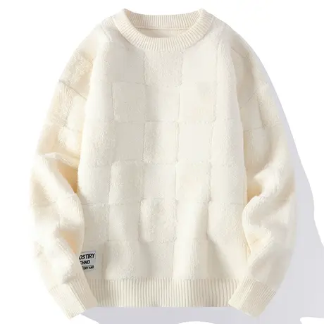 毛衣男秋冬季加厚保暖上衣服潮牌ins宽松圆领内穿冬装打底针织衫商品大图