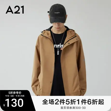 A21男装2023男生风衣男士休闲连帽外套男秋季百搭情侣款早春衣服图片