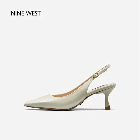 Nine West/玖熙2023年夏季复古方头漆皮细跟浅口后空高跟鞋凉鞋女商品大图