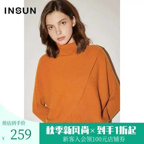 [自然环保]恩裳COVER冬季2022年交搭设计蝙蝠袖纯羊毛针织衫商品大图