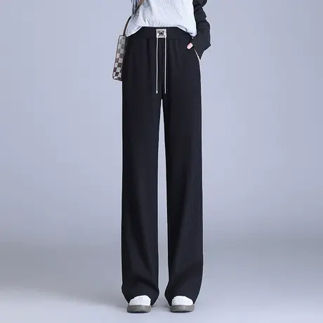时尚减龄直筒裤女秋季2023新款垂感高腰显瘦阔腿裤百搭休闲长裤子图片