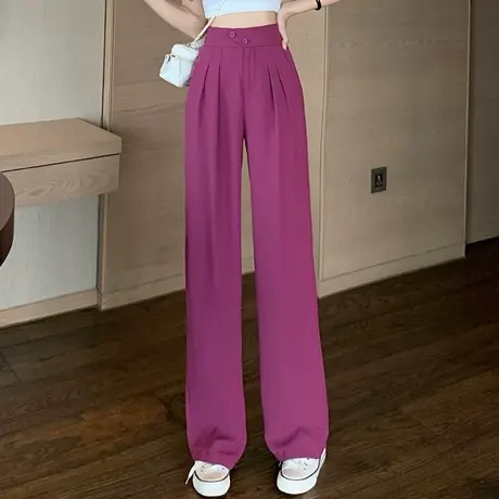 阔腿裤女春夏薄款高腰宽松垂感休闲长裤设计感百搭拖地直筒西装裤图片