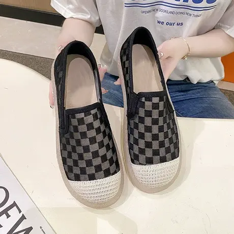 老北京布鞋女网鞋夏季一脚蹬懒人鞋小香风网面渔夫鞋薄款透气女鞋商品大图