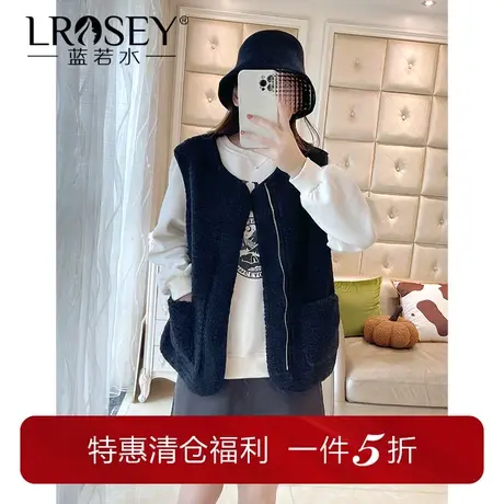 蓝若水大码女装春季新款显瘦外搭马甲胖mm宽松保暖摇粒绒外套商品大图