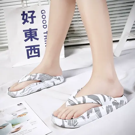 踩屎感厚底夹脚人字拖女夏季2024新款防滑外穿海边迷彩凉拖鞋女款商品大图