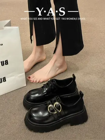 厚底小皮鞋女英伦风2024春季新款鞋子百搭配裙子乐福鞋厚底单鞋商品大图