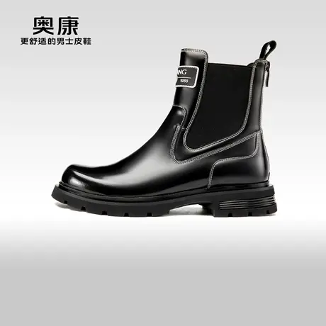 AOKANG奥康 2024冬季新款商务休闲时尚切尔西靴男真皮舒适皮靴商品大图