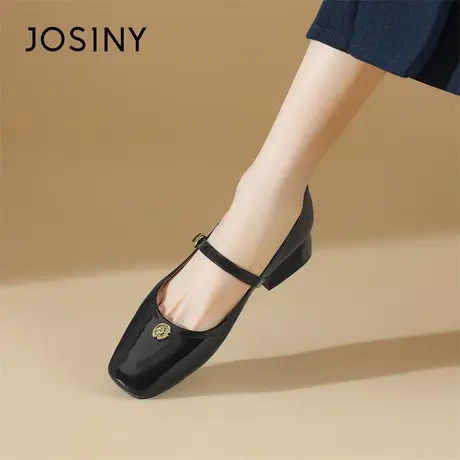 Josiny/卓诗尼2024年春季新款亮面优雅一字扣带玛丽珍鞋时尚单鞋商品大图
