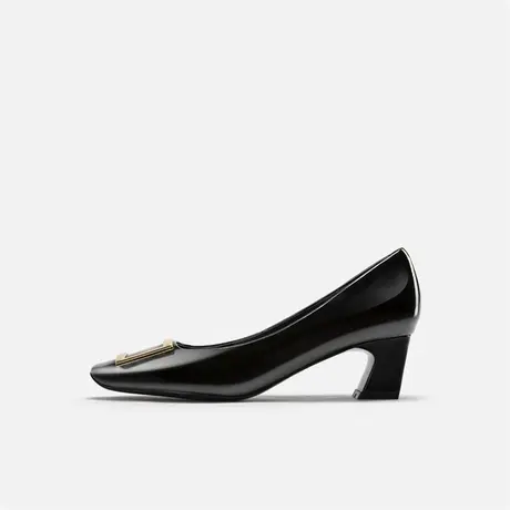 Nine West/玖熙2025年春季高跟鞋女方头金属扣单鞋粗跟通勤女鞋图片