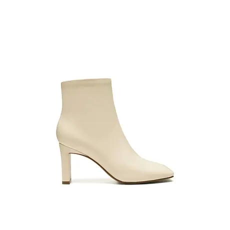 VME/舞魅22新款细高跟简约百搭短筒英伦风尖头漆皮坡跟靴子女秋冬图片