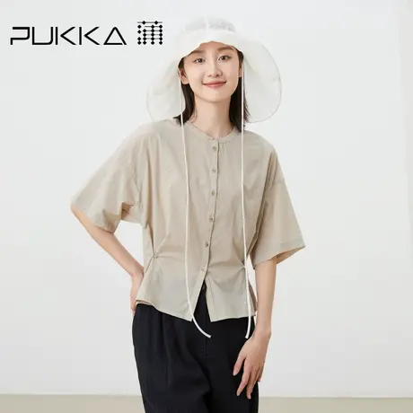 蒲PUKKA 原创设计女装2023夏季新品新中式风减龄小圆领短袖衬衫图片