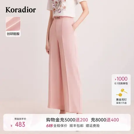 【创研醋酸】珂莱蒂尔秋季时尚简约百搭直筒阔腿休闲裤子女商品大图