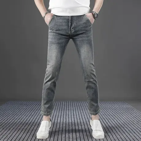 2025新款九分牛仔裤男款修身小脚潮流百搭男士夏季薄款休闲裤子商品大图