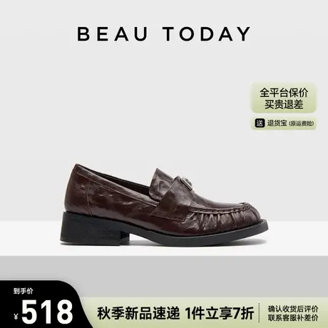 BeauToday乐福鞋女款夏季英伦风小皮鞋女配裙子粗跟气质单鞋女鞋图片