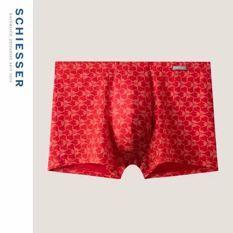SCHIESSER舒雅新年男士棉莫代尔软糯亲肤透气红品鸿运平角内裤商品大图